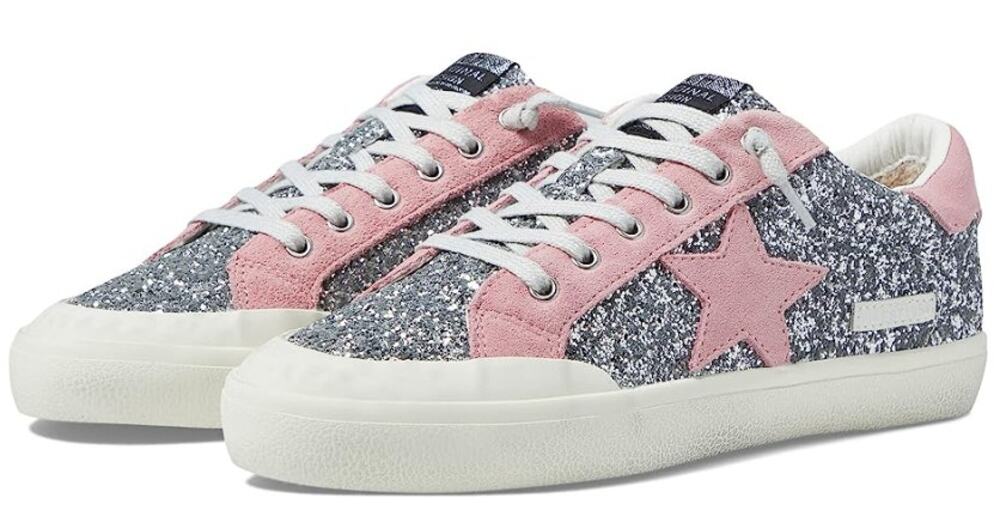 Vintage Havana Womens Ilana Sneakers US 5.5 M Pink Silver Glitter Suede NWOB